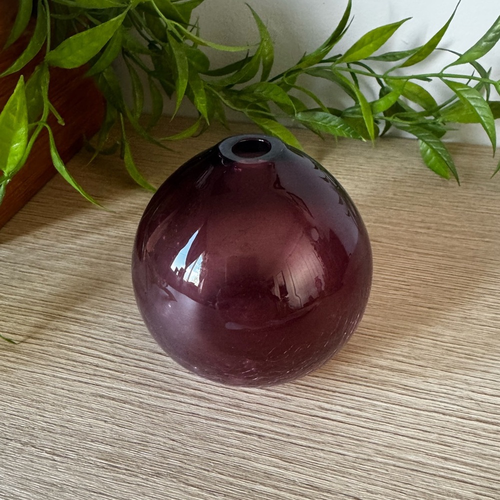 Small Purple Crackle Glass Bud Vase